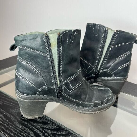 Josef Seibel Women’s Size 38 Spirit of Nature Dark Grey Leather Moto Style Boot - Picture 6 of 15